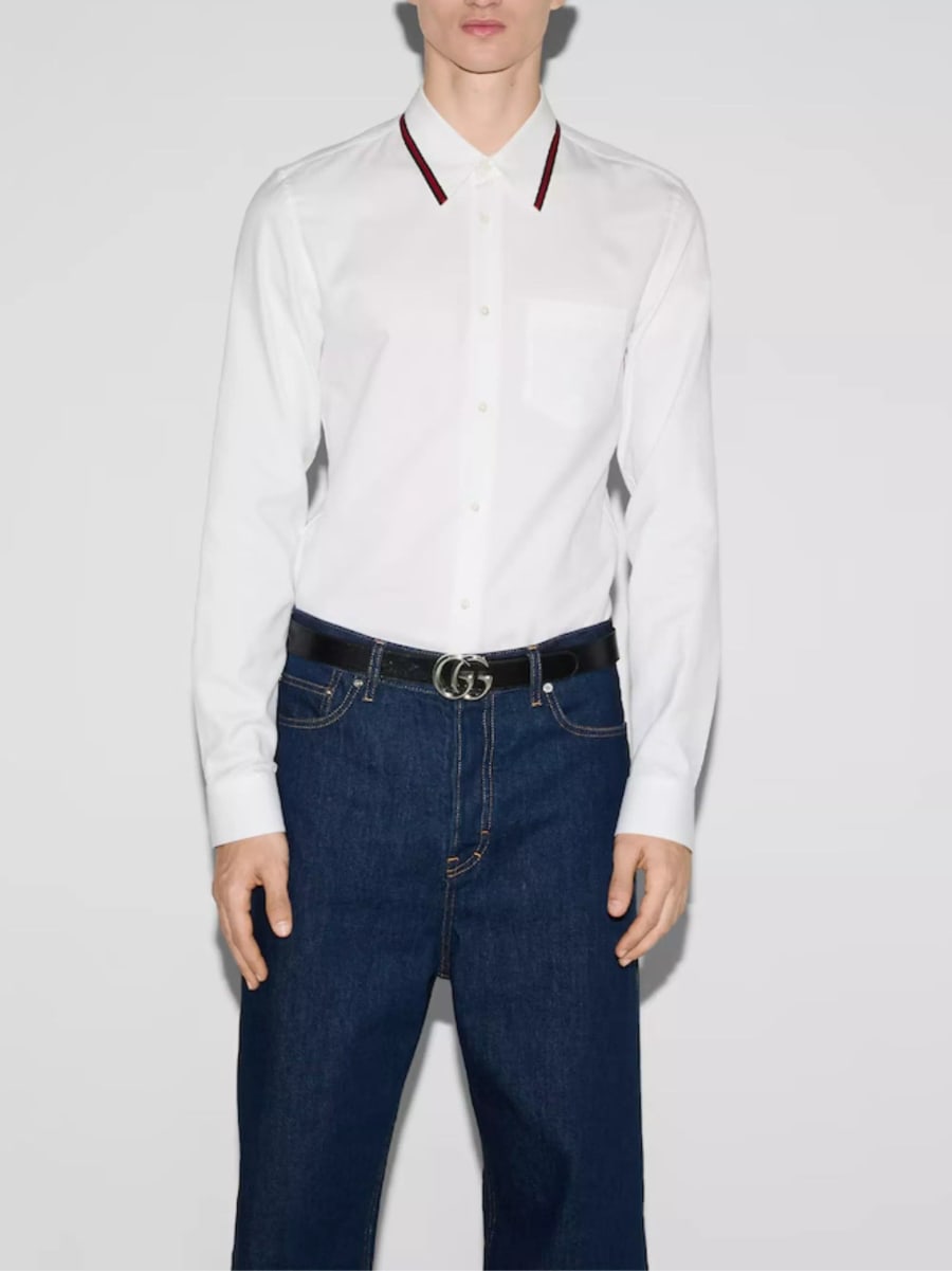 Gucci Camicia Oxford con Nastro Web, view 2
