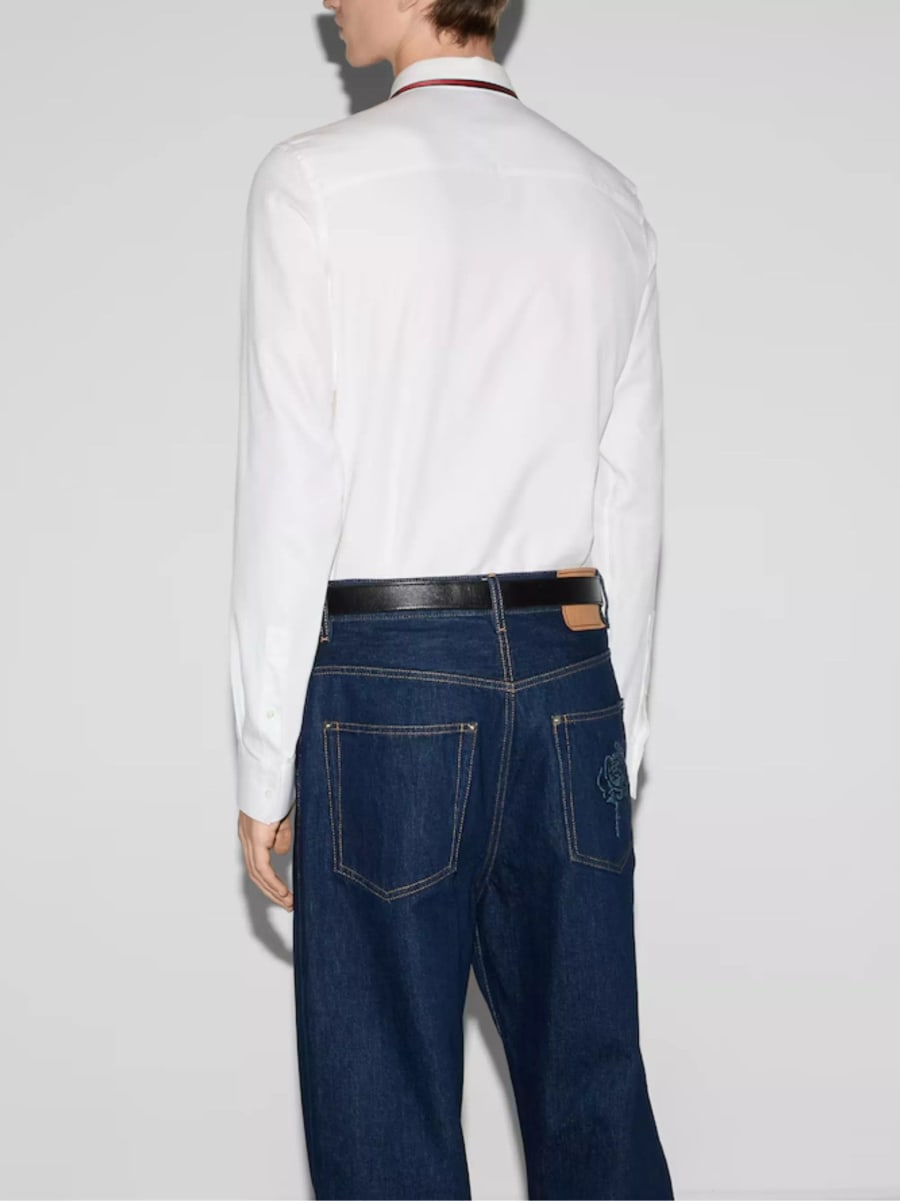 Gucci Camicia Oxford con Nastro Web, view 3