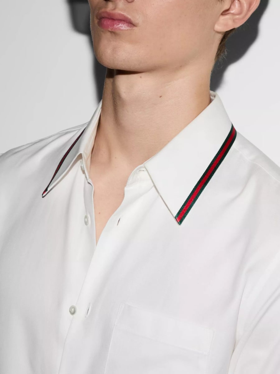 Gucci Camicia Oxford con Nastro Web, view 4