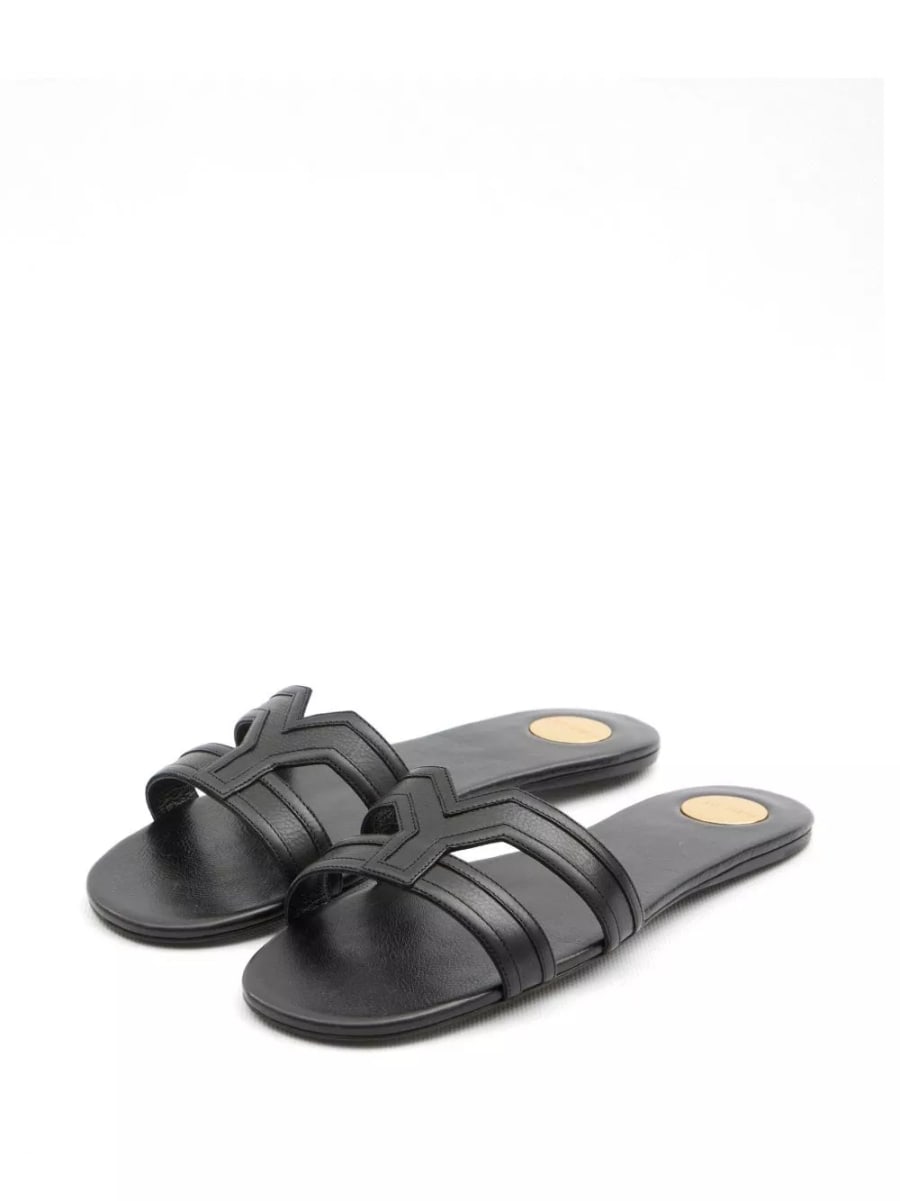 Saint Laurent Sandali flat in pelle Mabrouka, view 2
