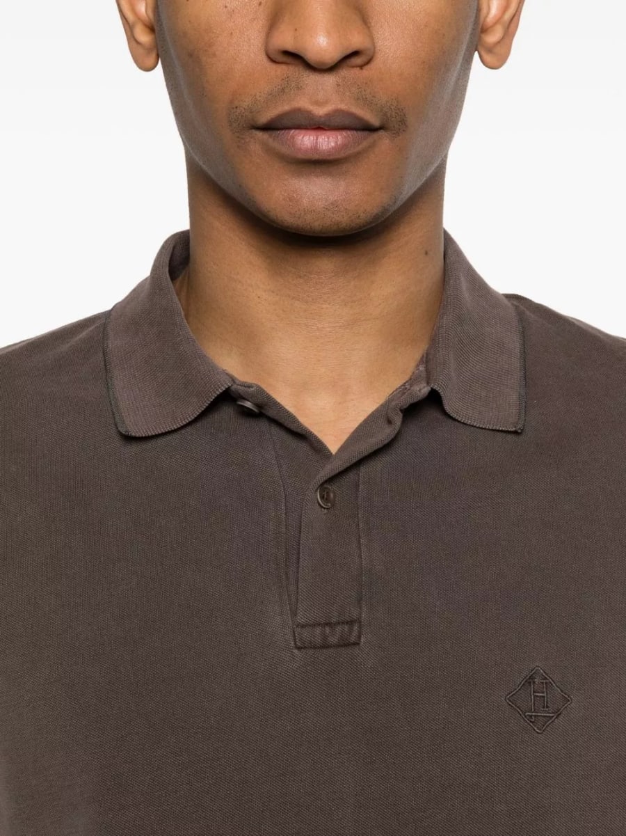 Herno la polo in cotone con logo, view 3