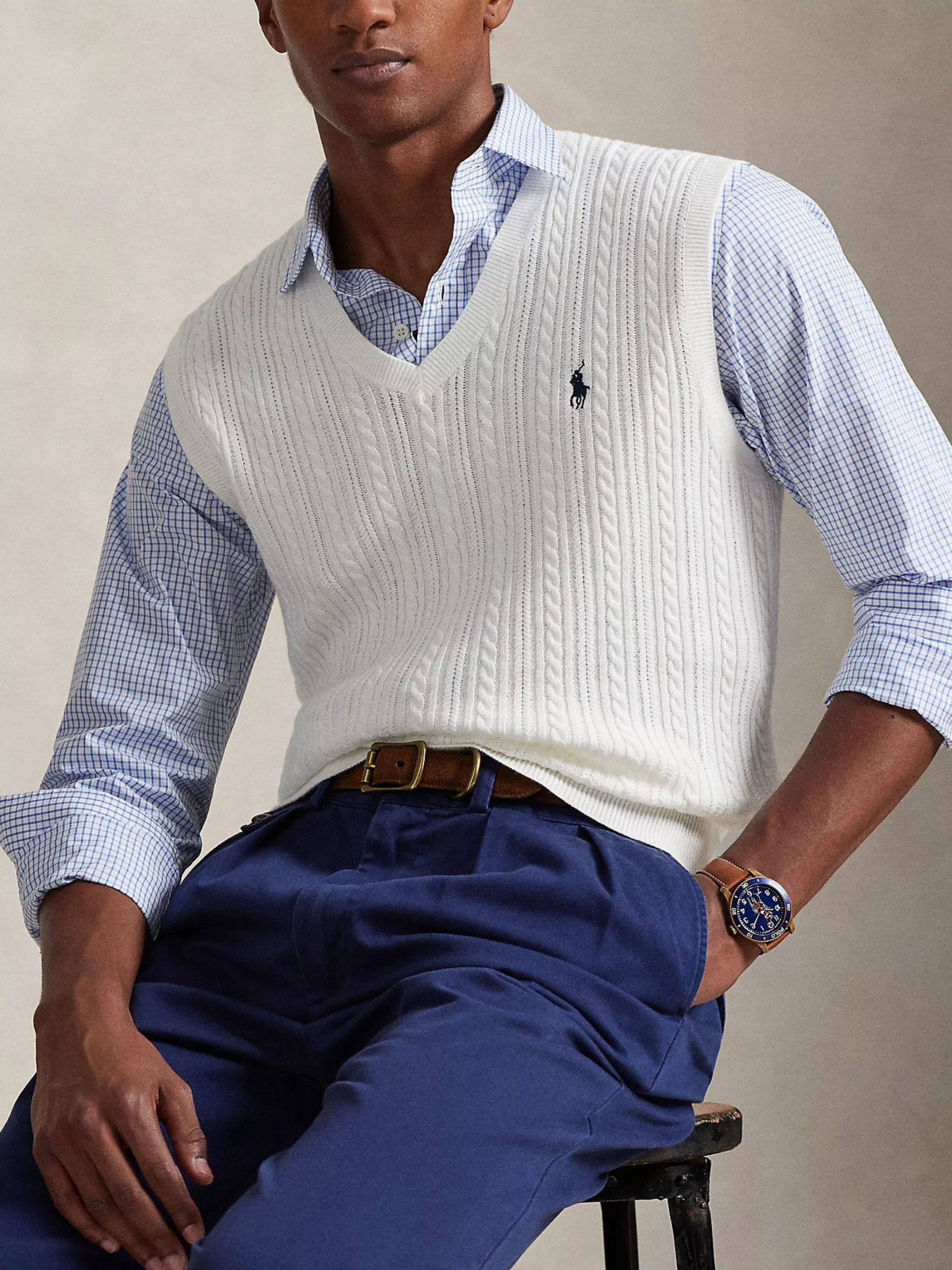 Polo Ralph Lauren Gilet in maglia cable con logo, view 2