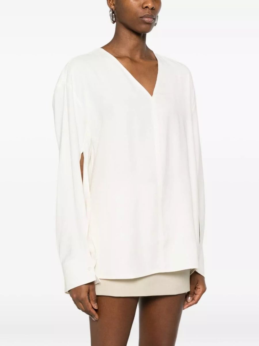 Toteme blusa con scollo a V, view 5