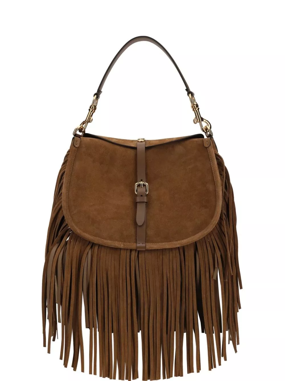 Etro Borsa a spalla in pelle scamosciata con frange