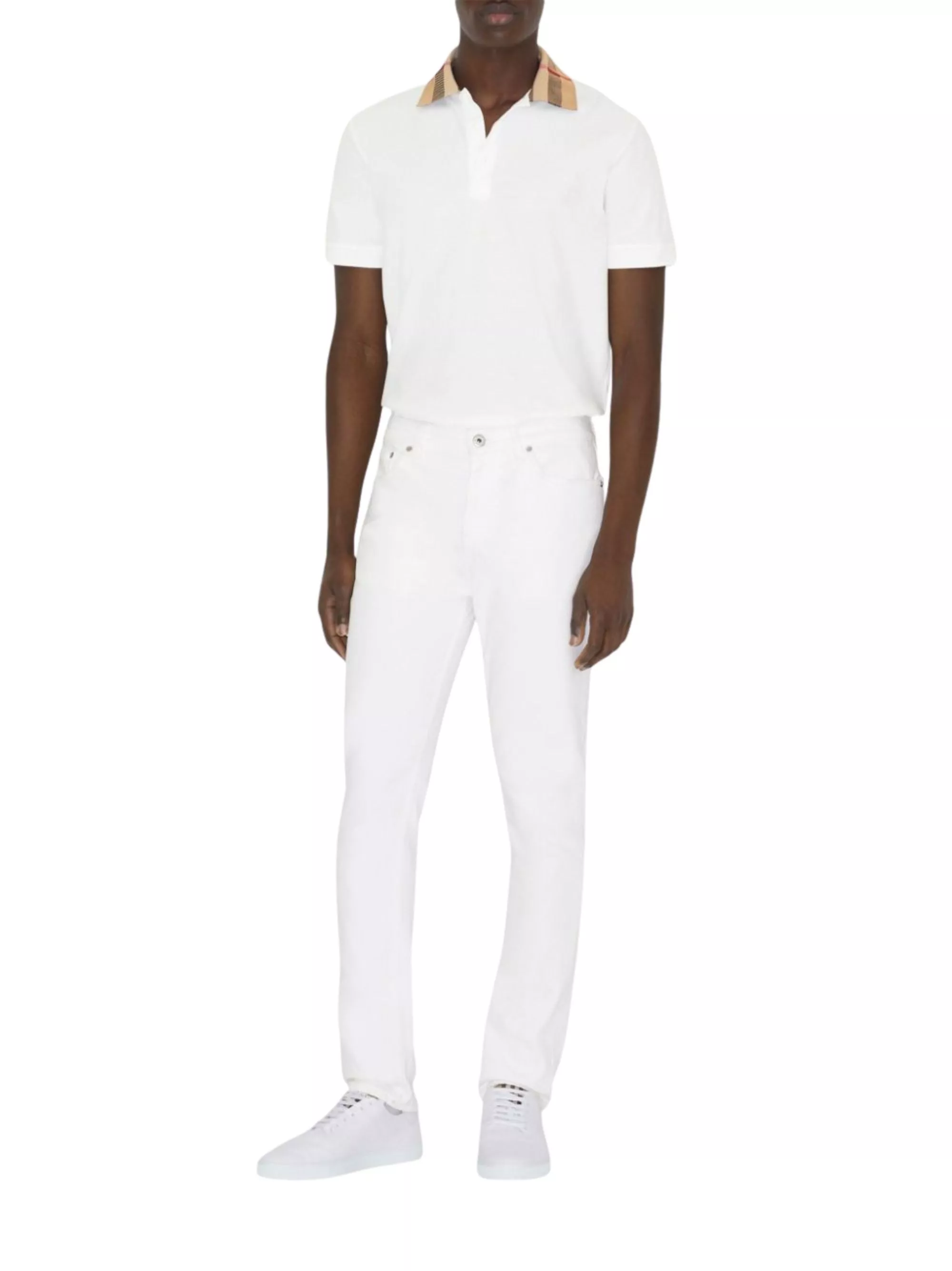 Burberry la polo in cotone con colletto a quadri, view 2