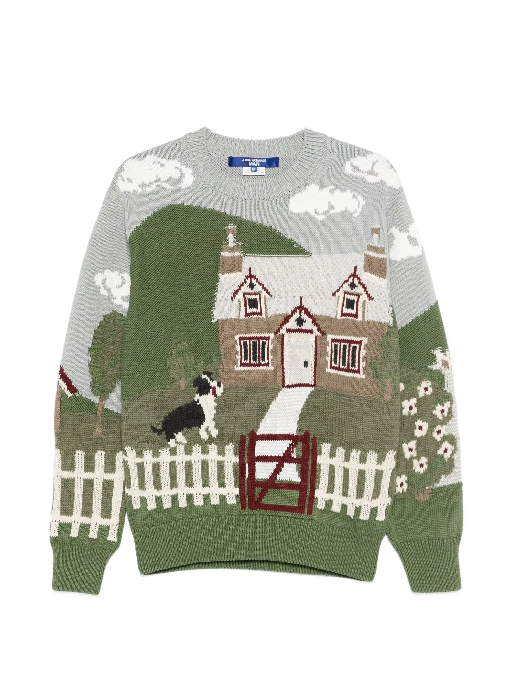 Junya watanabe Maglione in cotone stampato con scollo rotondo