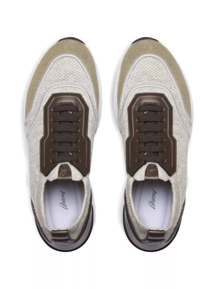 Brioni Sneaker in cotone e lino, view 3