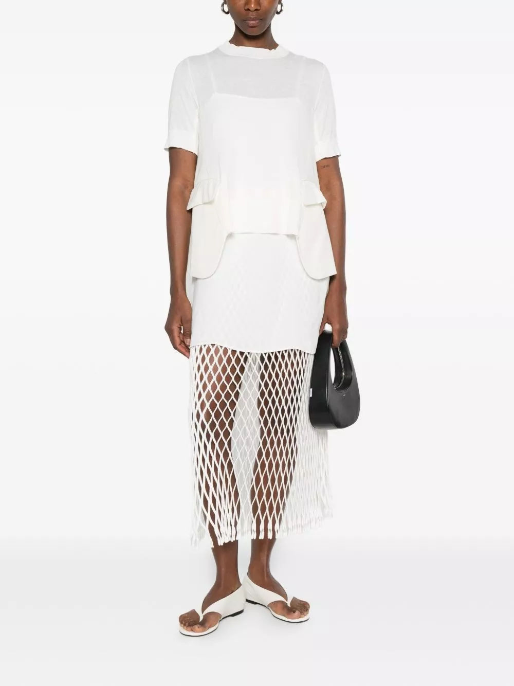 Sacai T-shirt in misto lana e cotone