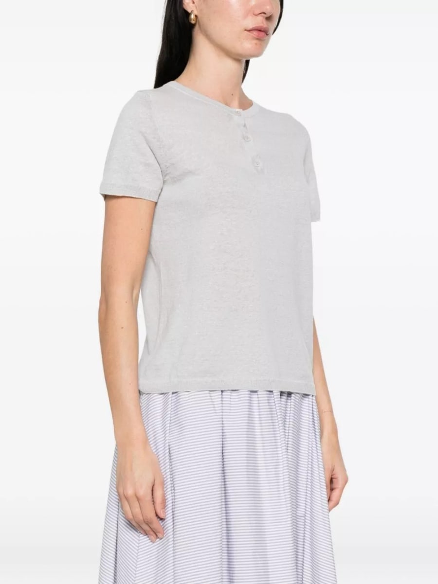 Base T-shirt in misto lino e cotone, view 4