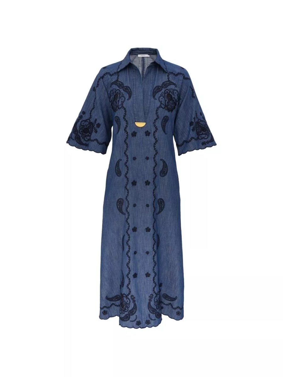 Zimmermann Abito midi in denim Aster