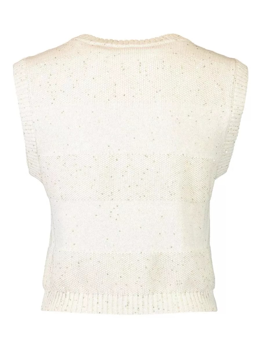 Brunello Cucinelli Top in cotone a righe, view 3