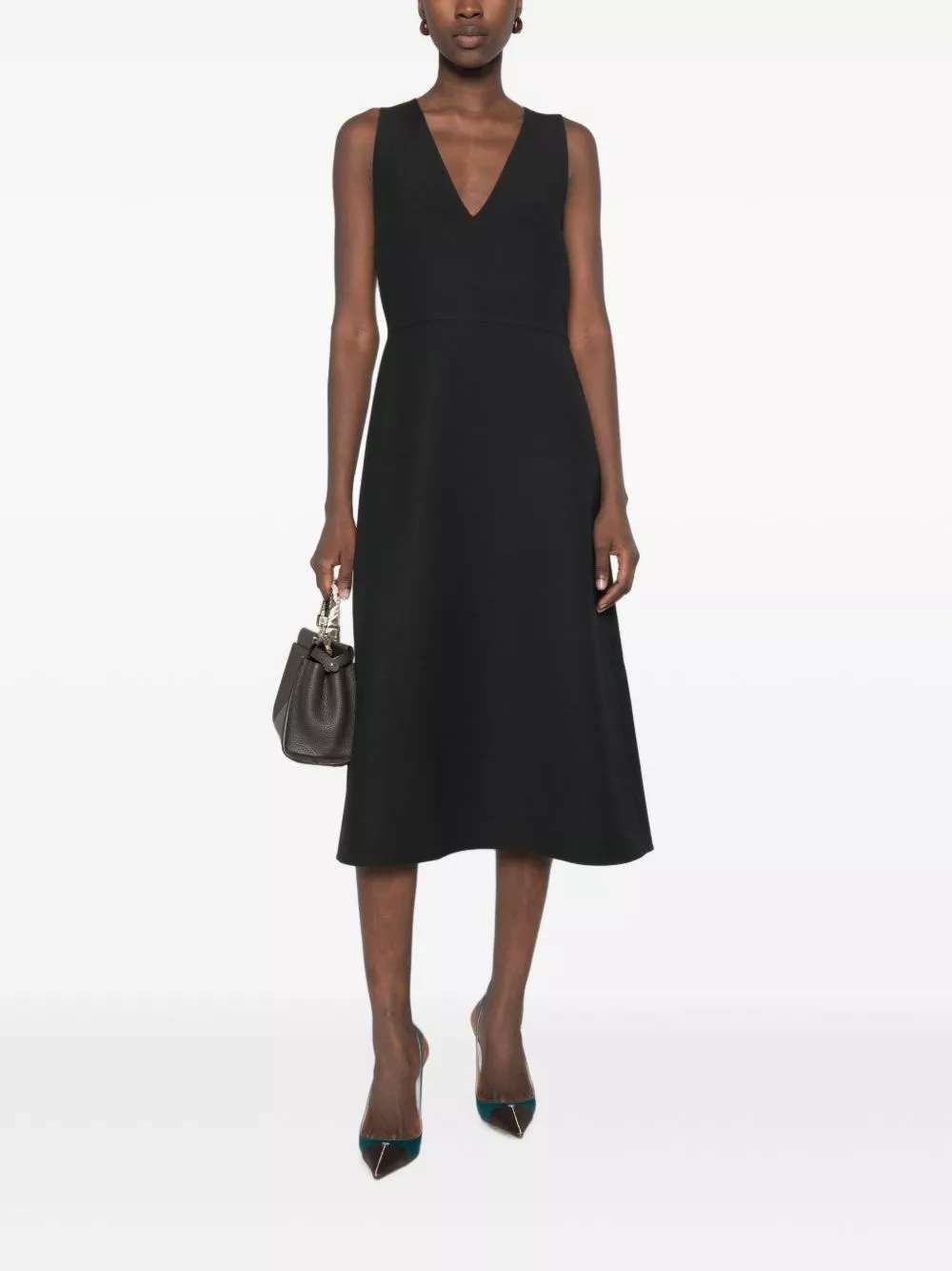 Fendi Abito midi in misto lana e seta