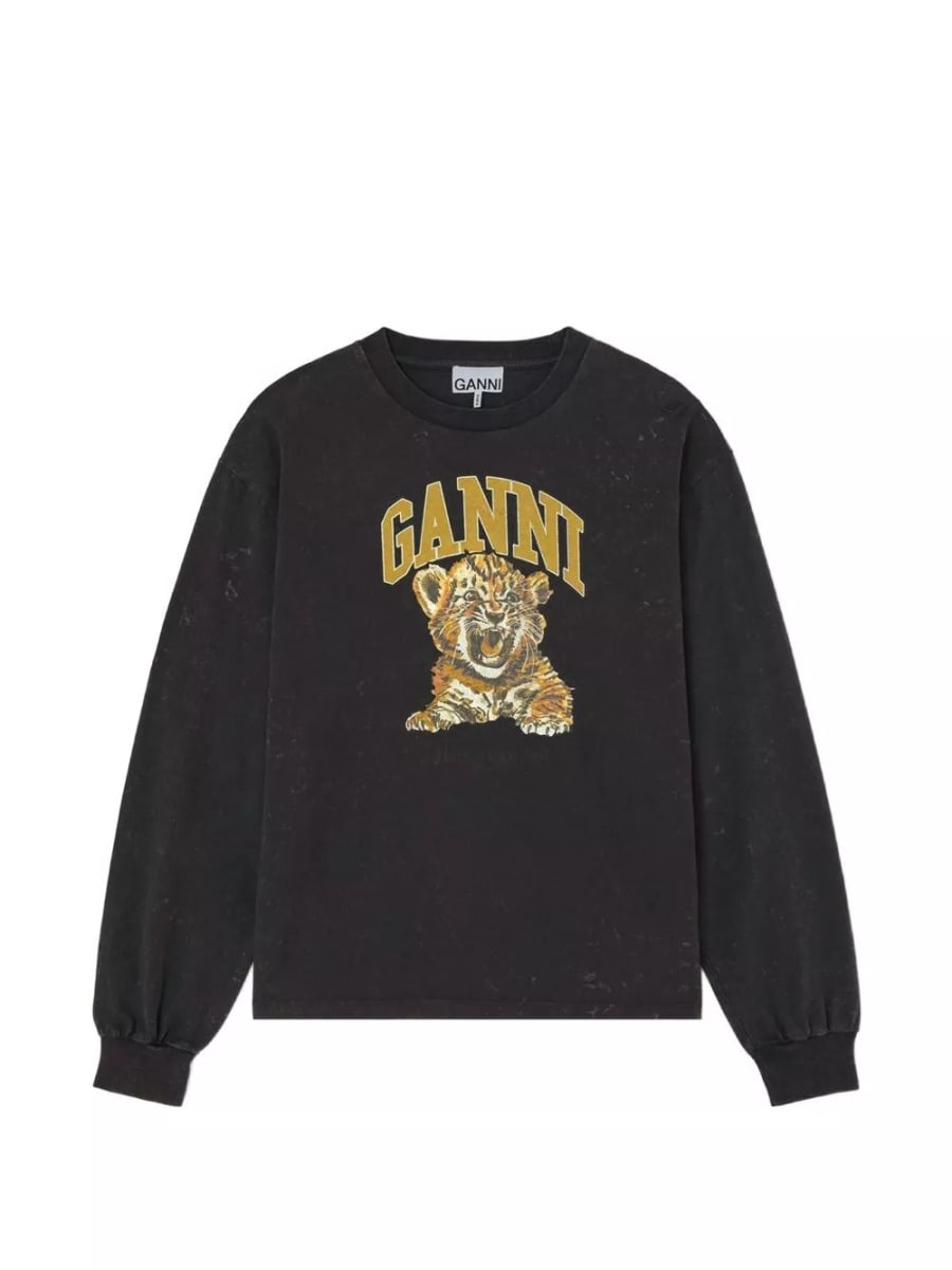 Ganni Felpa con collo a girocollo Tiger
