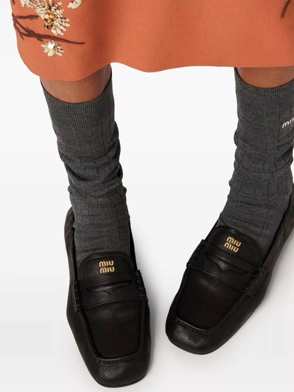 Miu Miu Mocassini in pelle Ruches, view 2