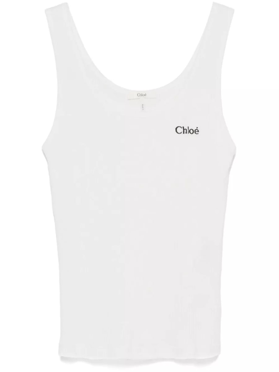 Chloé Top in cotone con logo