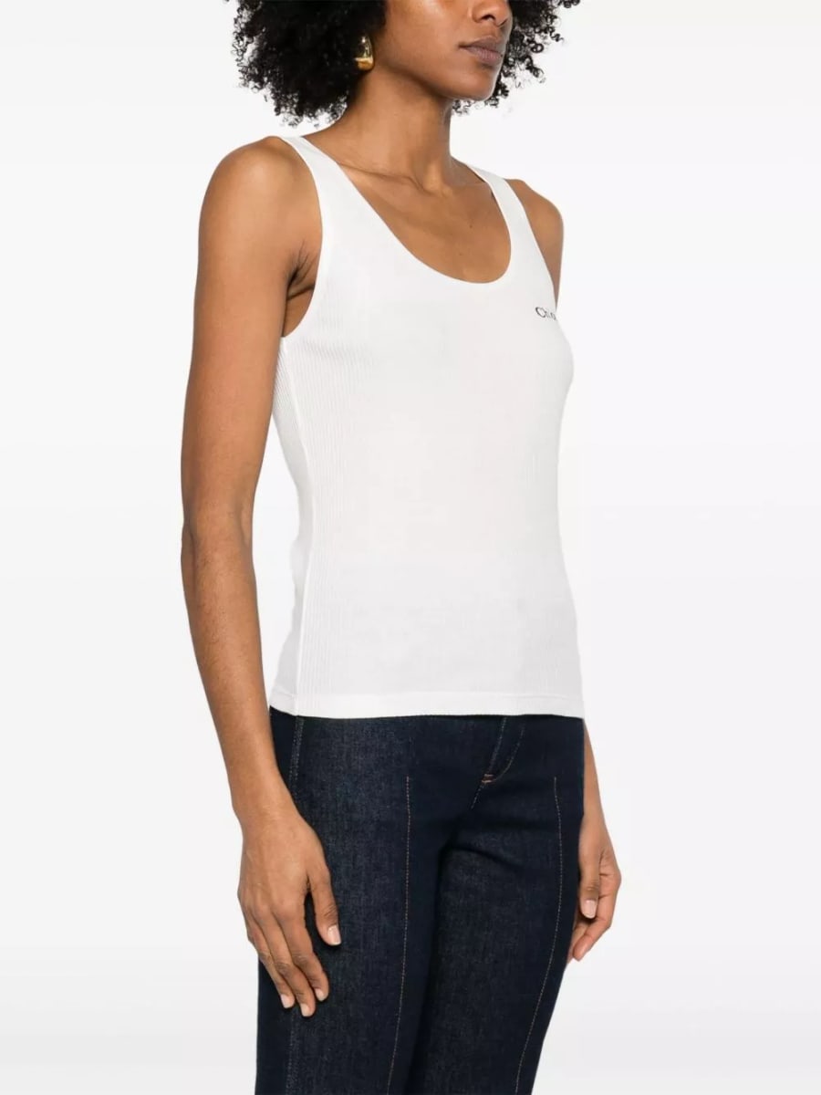 Chloé Top in cotone con logo, view 2