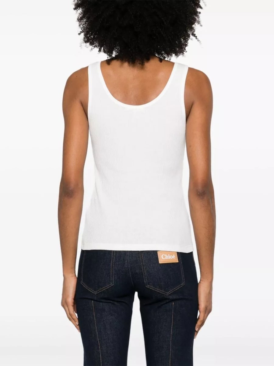 Chloé Top in cotone con logo, view 4