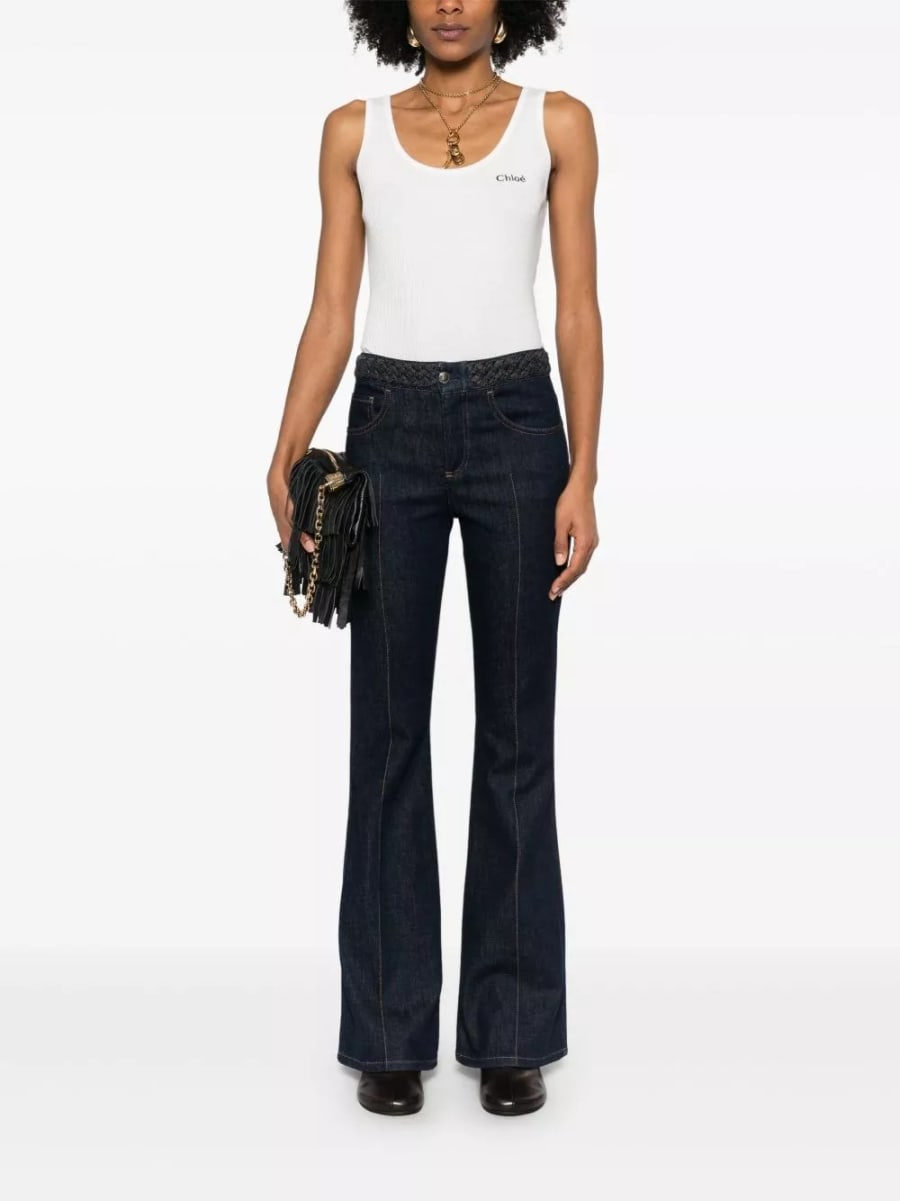 Chloé Top in cotone con logo, view 5