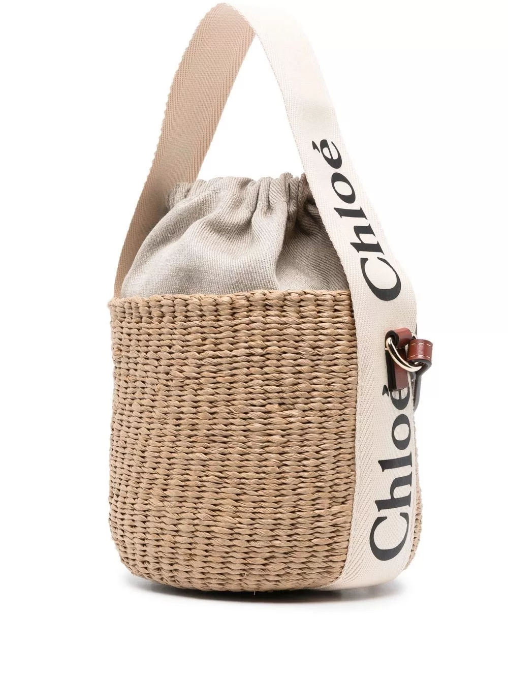 Chloé Borsa a secchiello in paglia Woody small, view 2