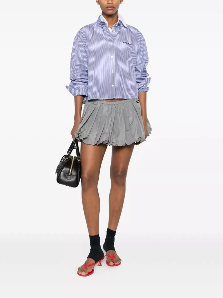 Miu Miu Camicia in cotone logo, view 2