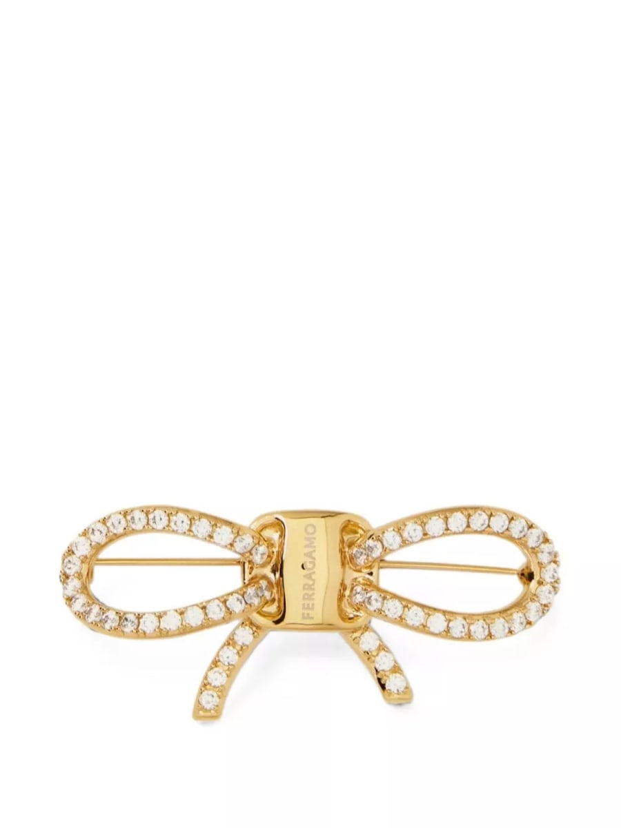 Ferragamo Spilla Bow Strass
