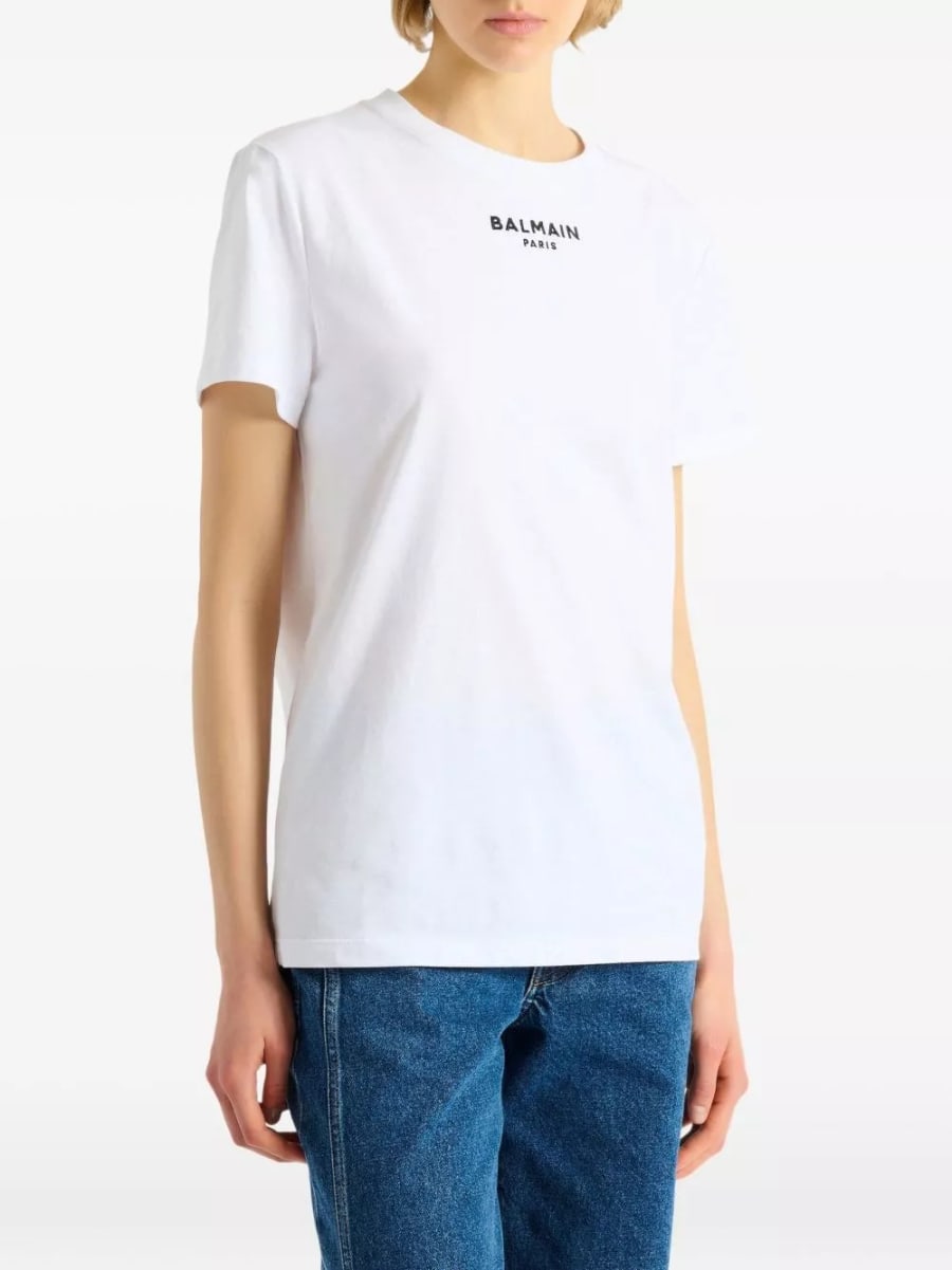 Balmain T-shirt in cotone con logo, view 6