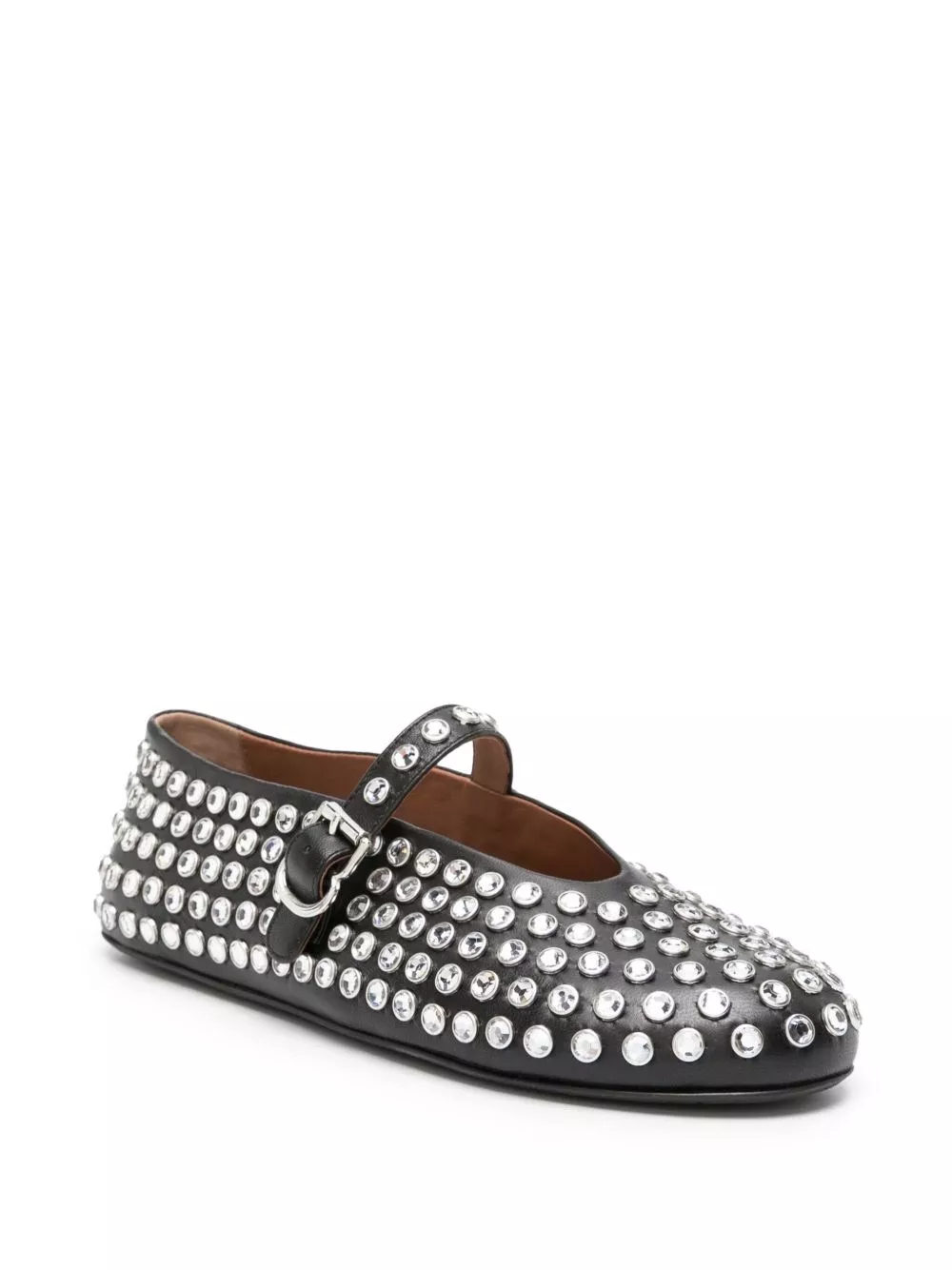 Alaïa Ballerine in pelle impreziosite con strass, view 2