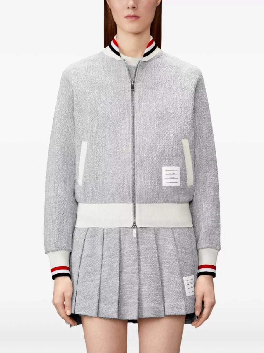 Thom Browne Giacca bomber in cotone Rwb, view 2