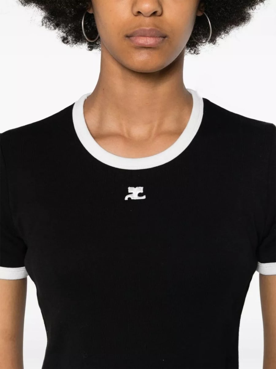 Courrèges T-shirt in cotone logo, view 4