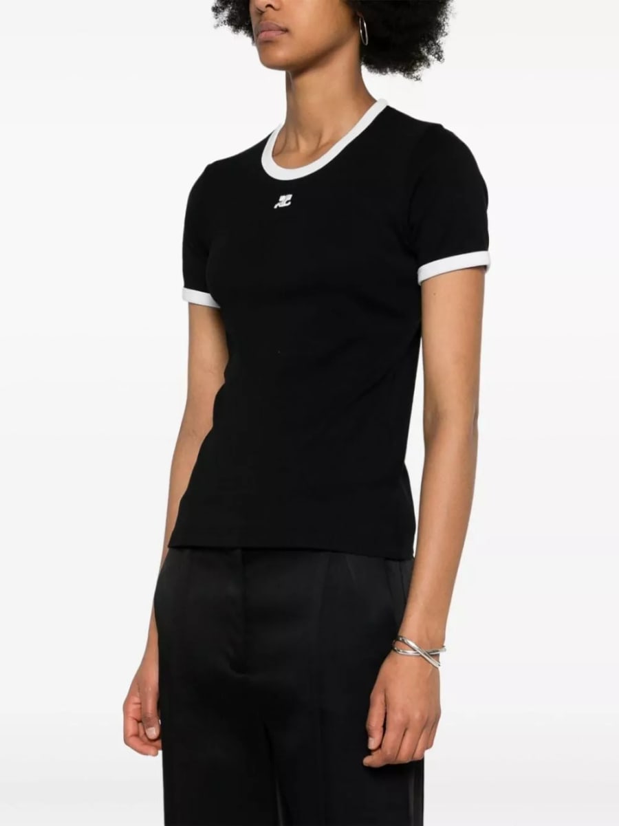 Courrèges T-shirt in cotone logo, view 5