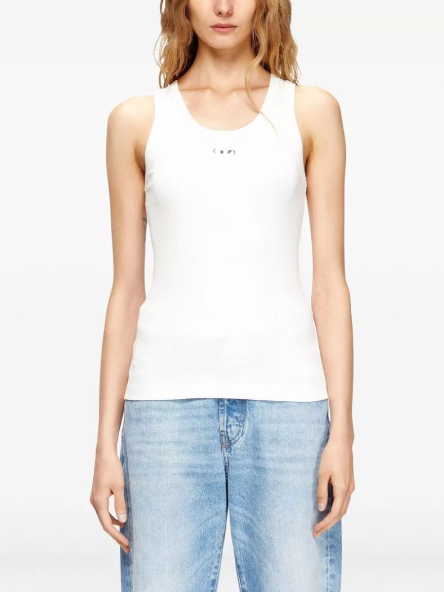 Diesel Top in cotone con logo, view 2
