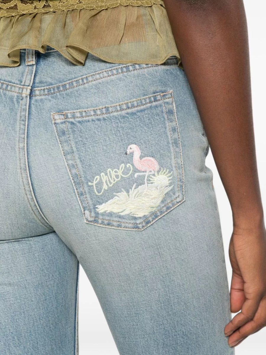 Chloé Jeans in denim a gamba svasata, view 2