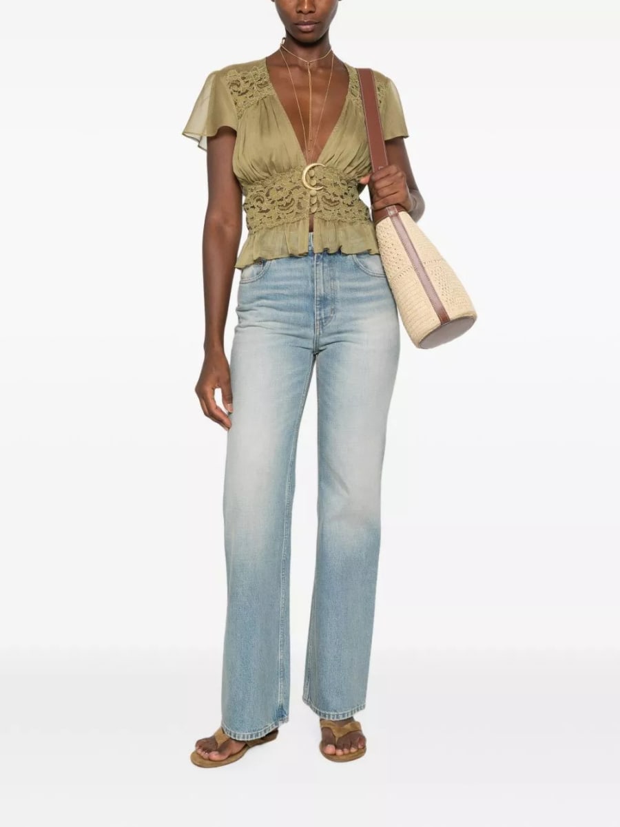 Chloé Jeans in denim a gamba svasata, view 5