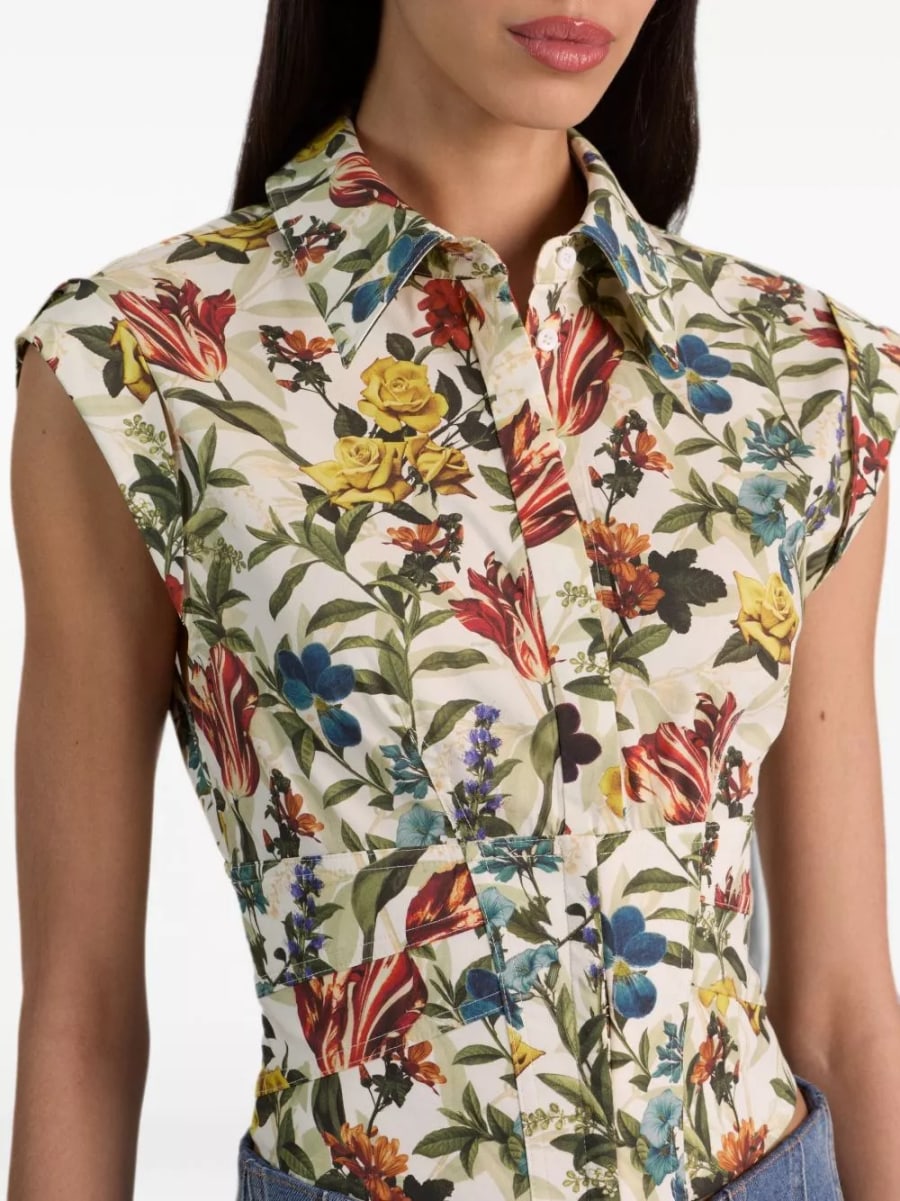 Alice+olivia Camicia di cotone stampata, view 2