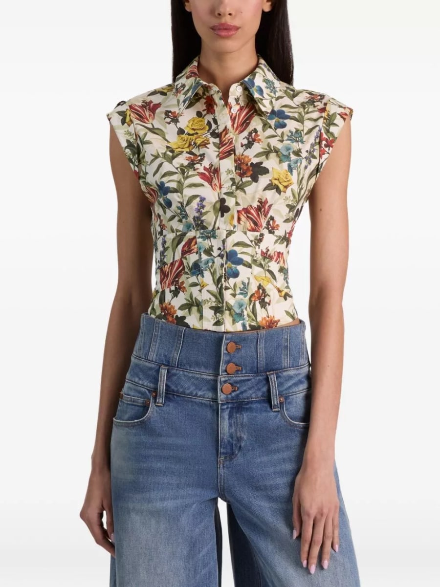 Alice+olivia Camicia di cotone stampata, view 3
