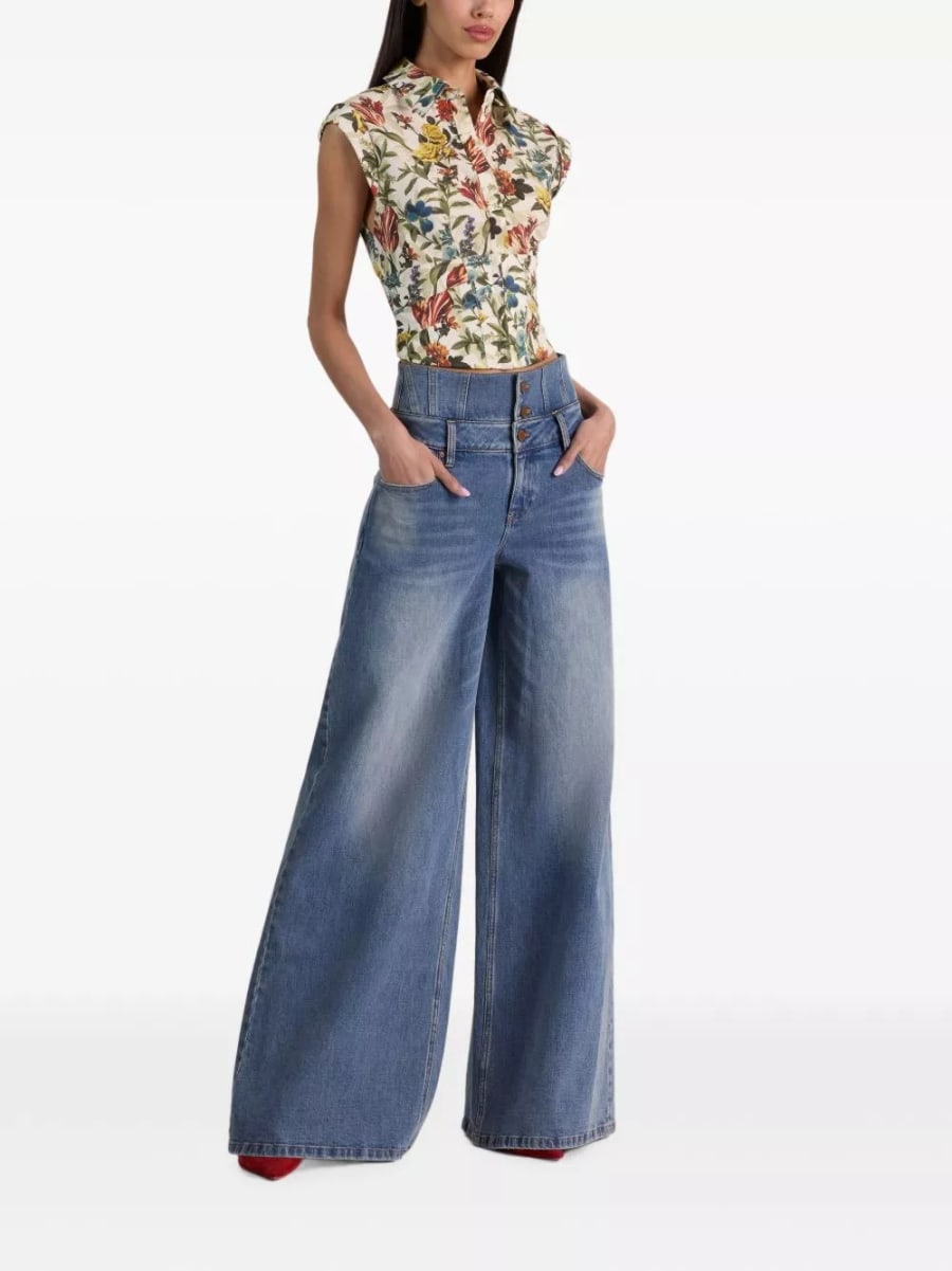 Alice+olivia Camicia di cotone stampata, view 4