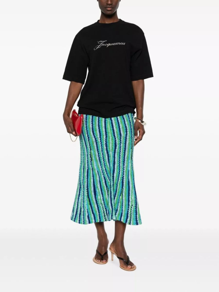 Jacquemus T-shirt in cotone con logo, view 2