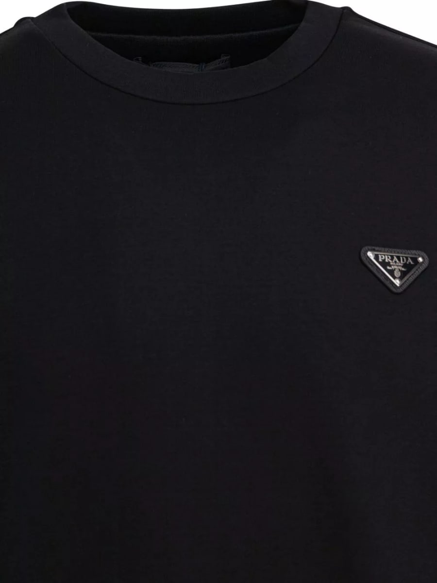 Prada Felpa in cotone con logo, view 3