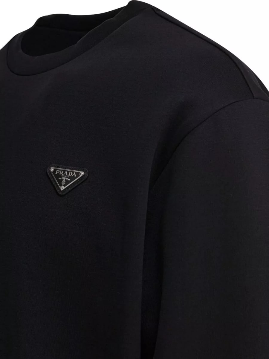 Prada Felpa in cotone con logo, view 4