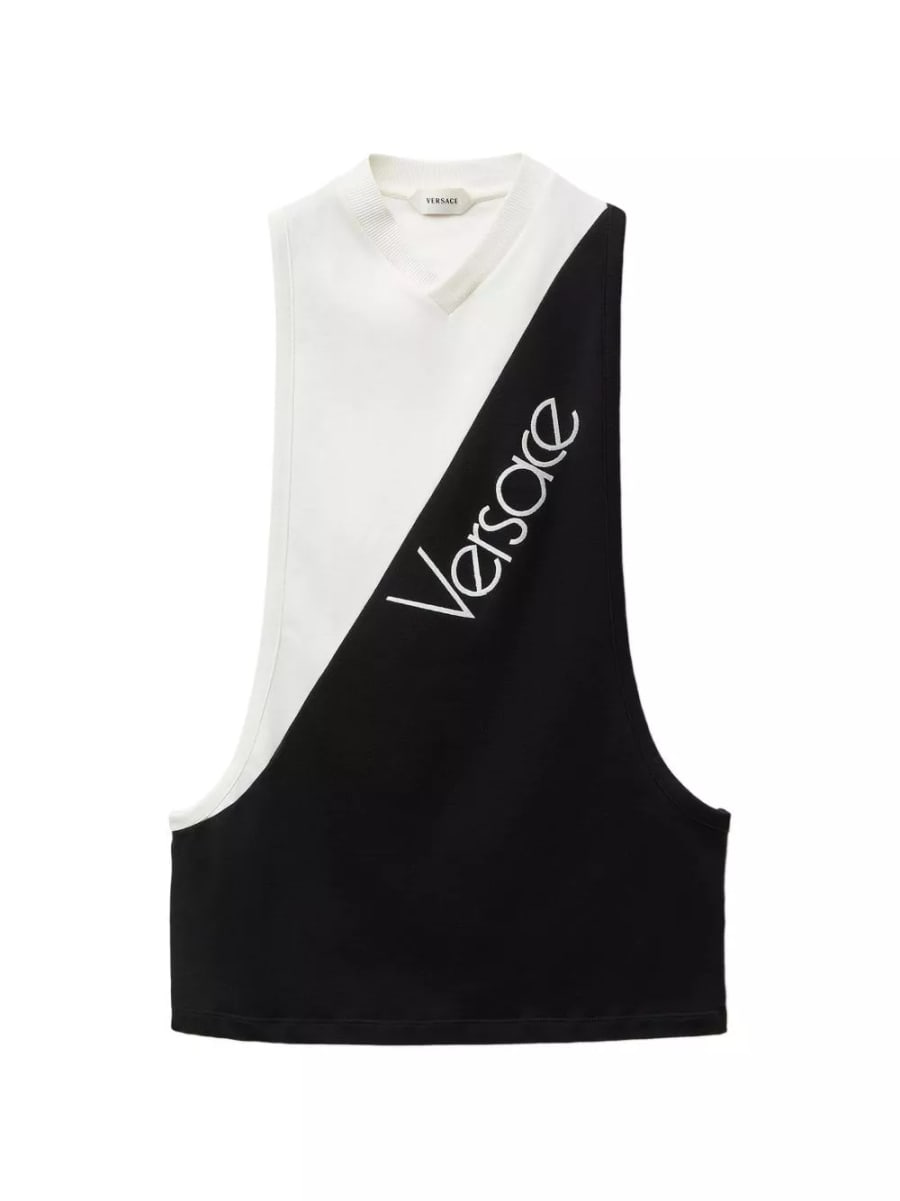 Versace logo canotta in cotone