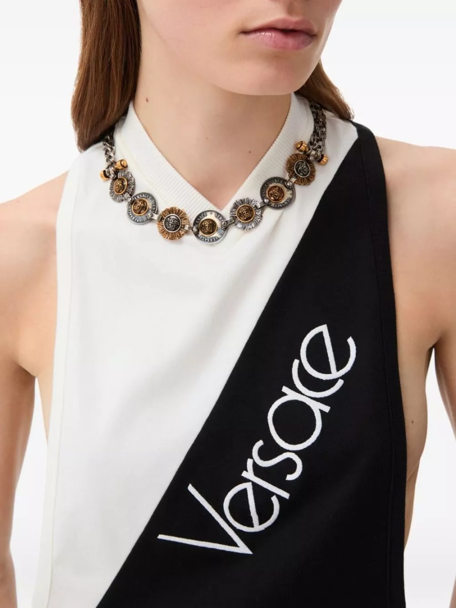 Versace logo canotta in cotone, view 2