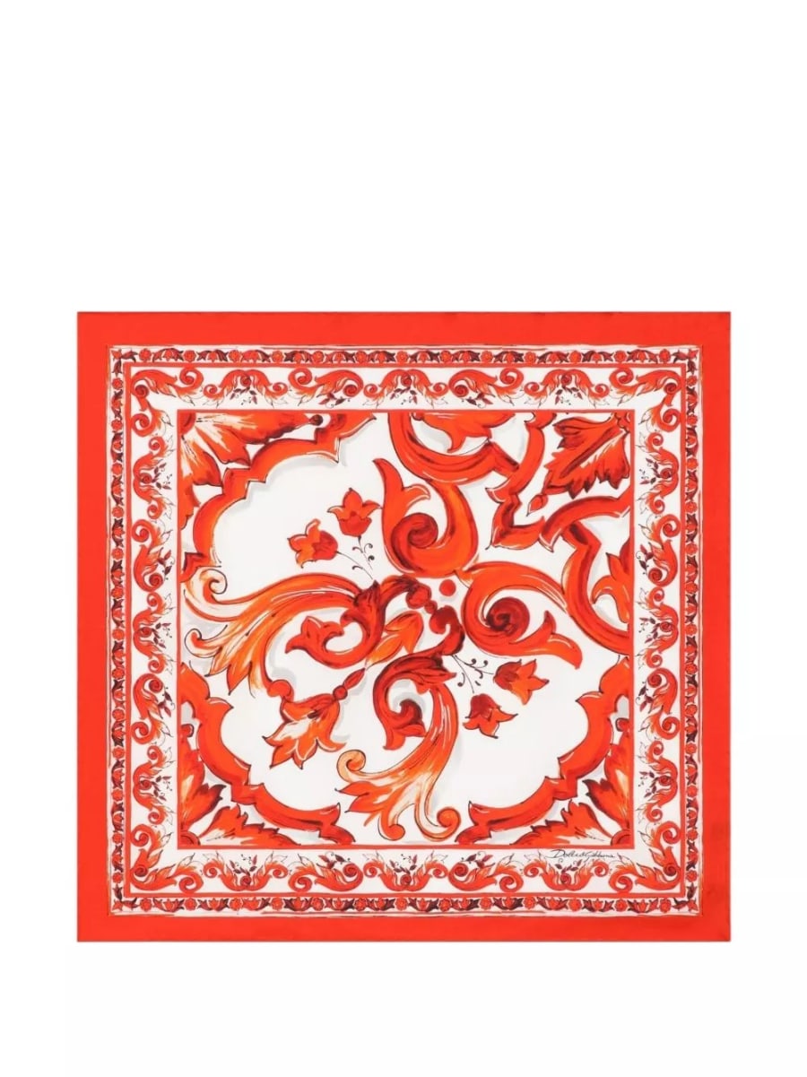 Dolce & Gabbana Foulard in seta con stampa Maiolica