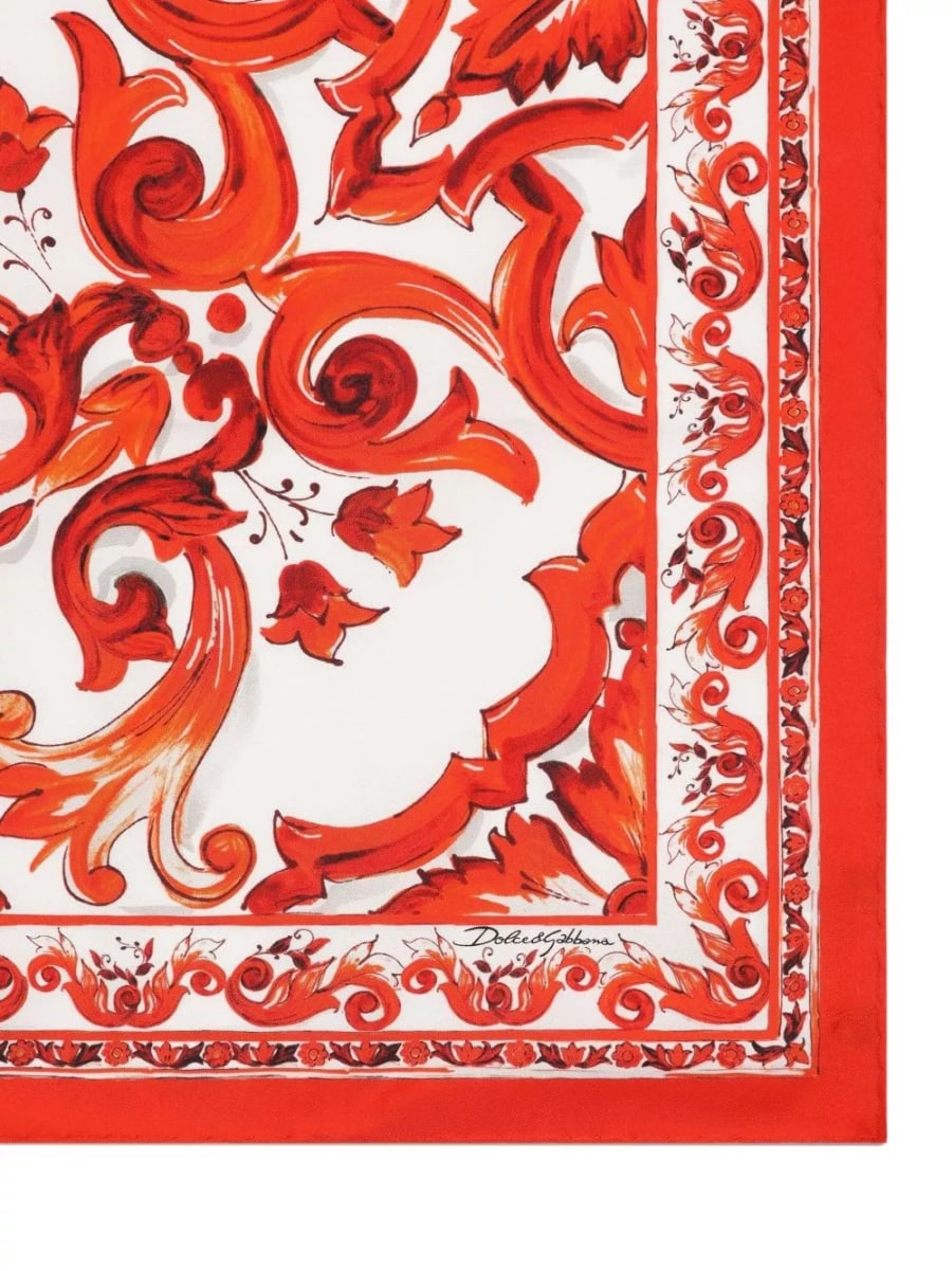 Dolce & Gabbana Foulard in seta con stampa Maiolica, view 2