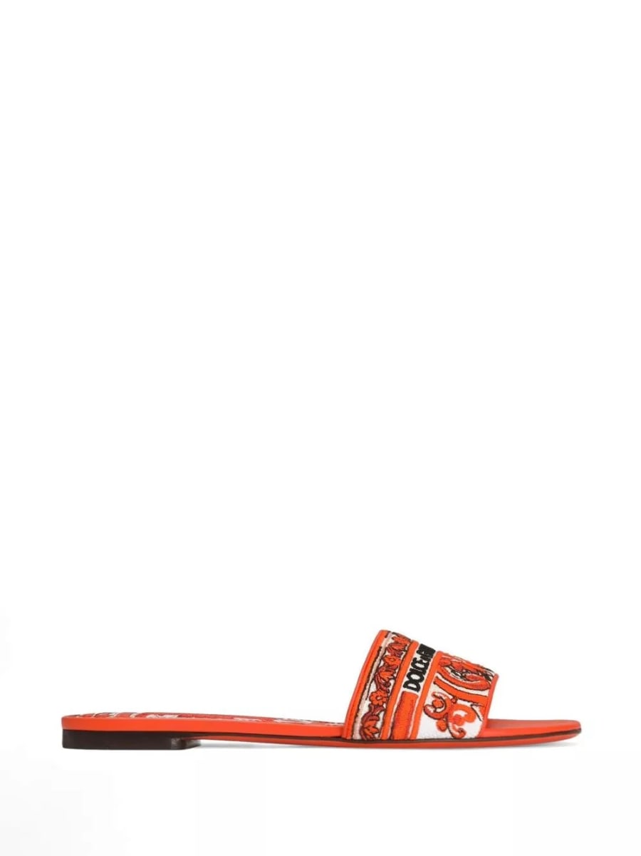 Dolce & Gabbana Sandali flat con stampa Maiolica