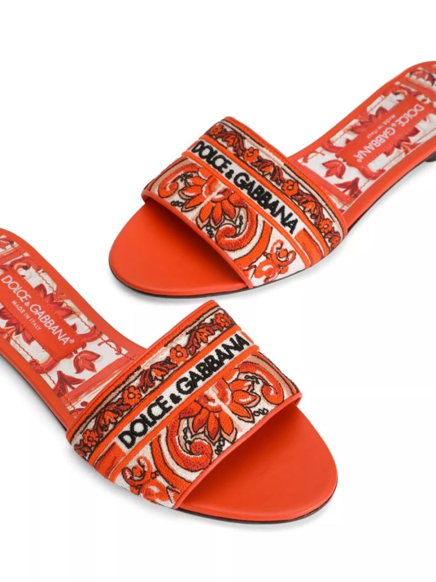 Dolce & Gabbana Sandali flat con stampa Maiolica, view 4