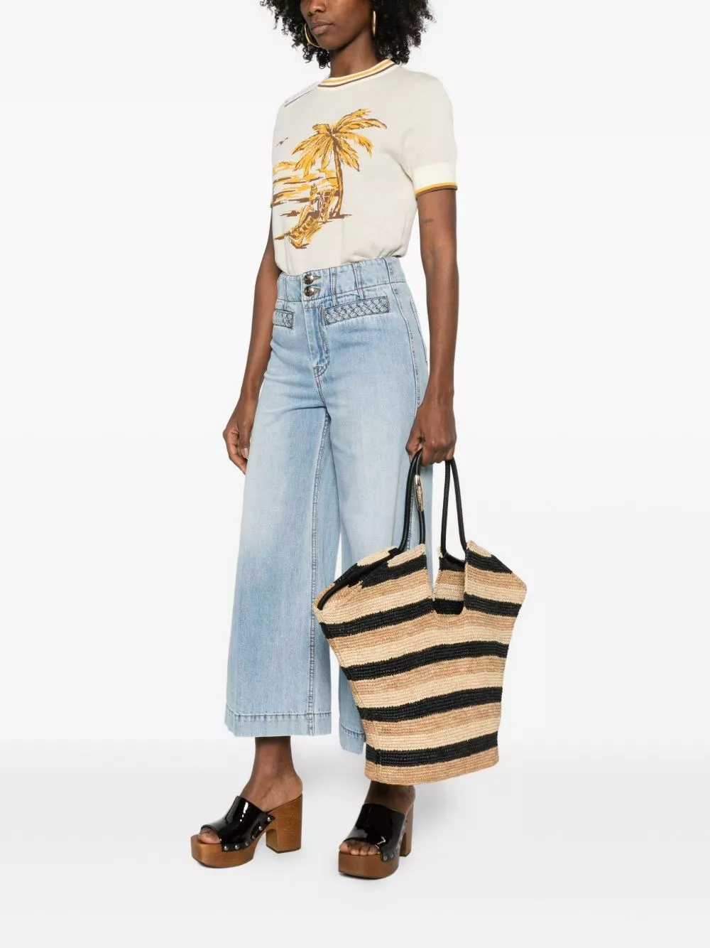 Zimmermann Borsa shopping Goldentime grande in rafia, view 2