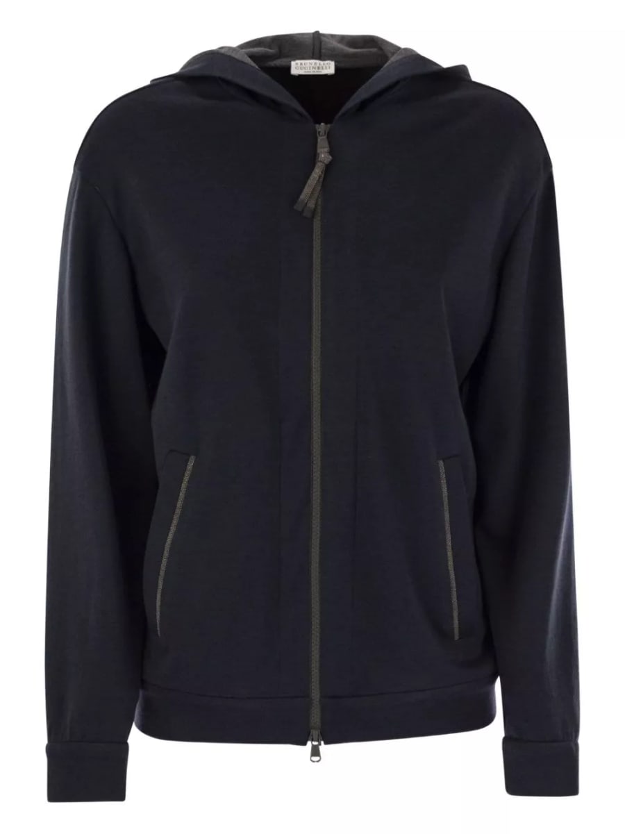 Brunello Cucinelli Cardigan con cappuccio in cotone e seta