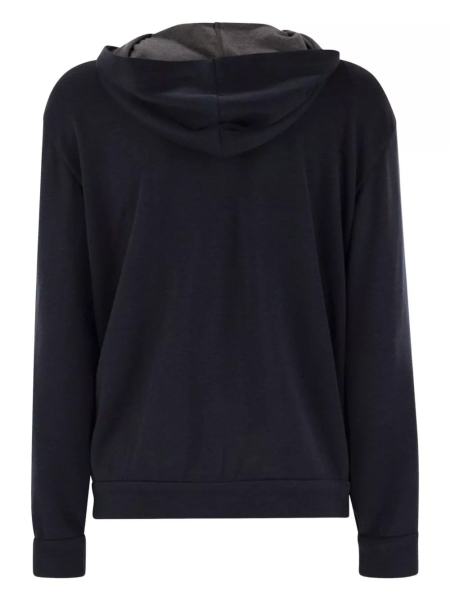 Brunello Cucinelli Cardigan con cappuccio in cotone e seta, view 4