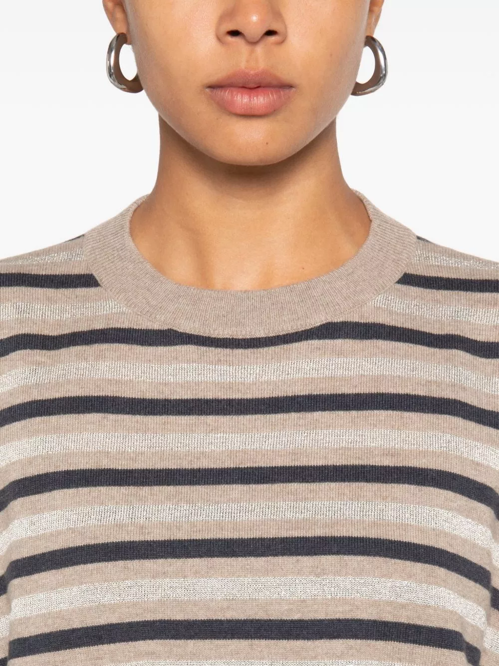 Brunello Cucinelli Maglione in cashmere a righe, view 2