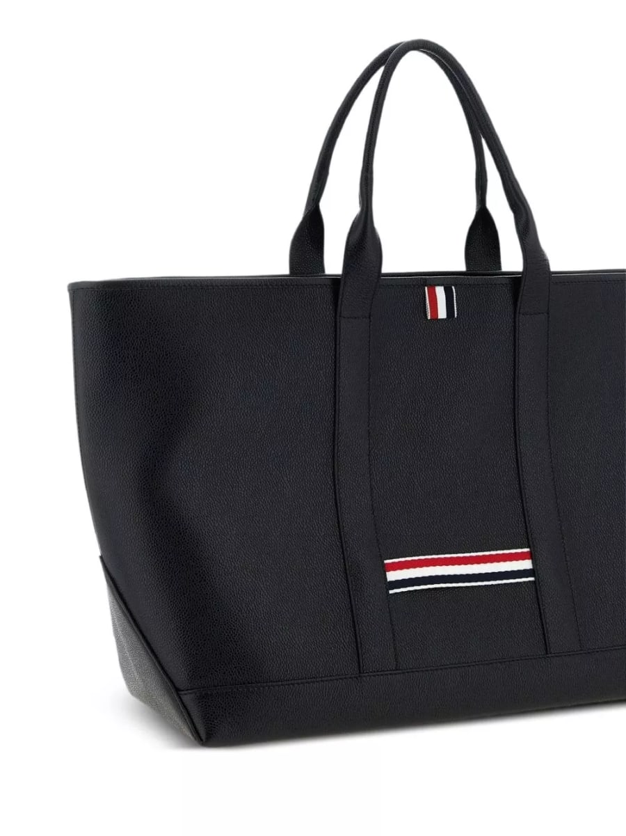 Thom Browne Borsa tote media in pelle, view 3